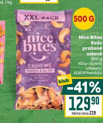 Nice Bites Kešu pražené solené 500 g 