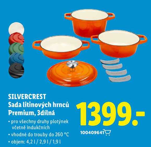 SILVERCREST Sada litinových hrnců Premium, 3dílná 
