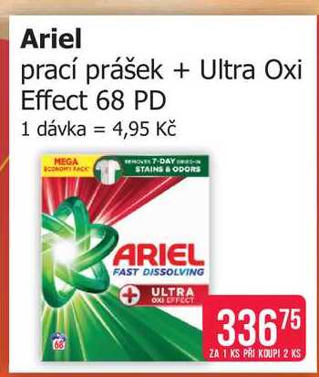 Ariel prací prášek + Ultra Oxi Effect 68 PD