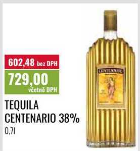 TEQUILA CENTENARIO 38%, 0,71