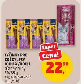TYČINKY PRO KOČKY, PSY LOUISA/BODIE různé druhy, 50/88 g