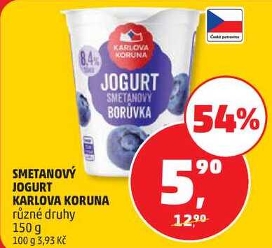 SMETANOVÝ JOGURT KARLOVA KORUNA, 150 g