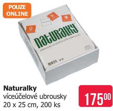 Naturalky víceúčelové ubrousky 20 x 25 cm, 200 ks 