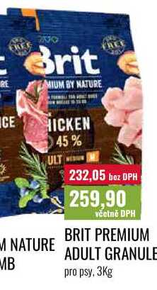 BRIT PREMIUM ADULT GRANULE, pro psy, 3Kg