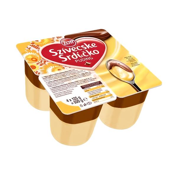 Zott Srdíčko puding vanilka s kakaovou polevou 4x125g