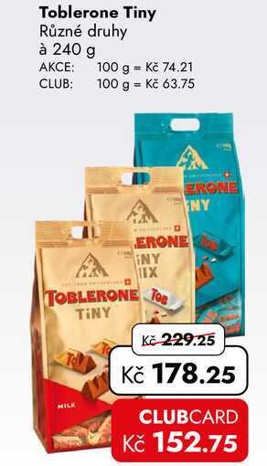 Toblerone Tiny Různé druhy à 240 g