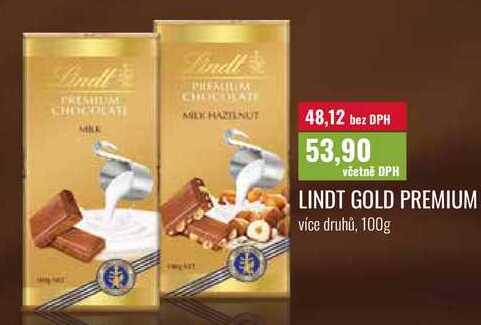 LINDT GOLD PREMIUM, více druhů, 100g