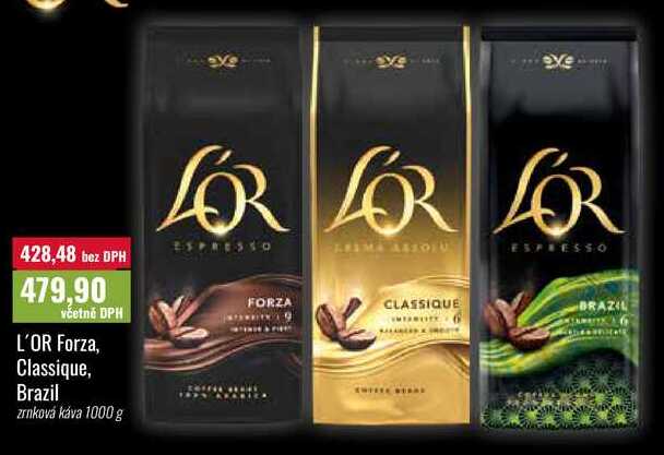 L'OR Forza, Classique, Brazil zrnková káva 1000 g