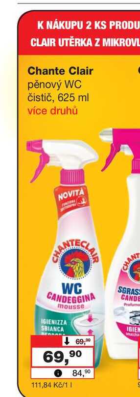 Chante Clair pěnový WC čistič, 625 ml