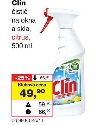 Clin čistič na okna a skla, citrus, 500 ml