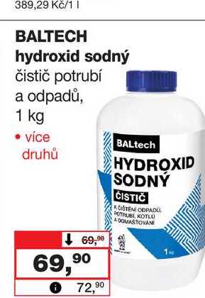 BALTECH hydroxid sodný čistič potrubí a odpadů, 1 kg