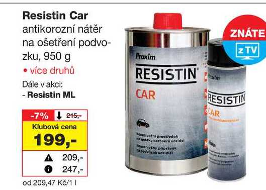 Resistin Car antikorozní nátěr na ošetření podvozku, 950 g