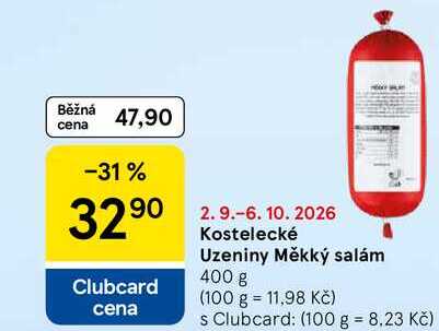 Kostelecké Uzeniny Měkký salám, 400 g