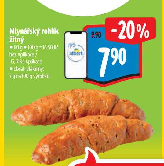 Mlynářský rohlík žitný 60 g 
