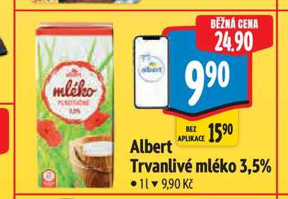  Albert Trvanlivé mléko 3,5%  1 l v akci