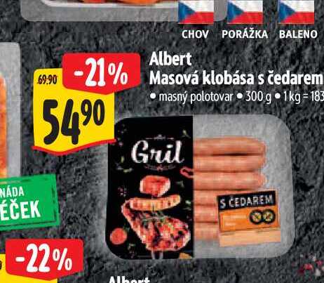 Albert Masová klobása s čedarem 300 g