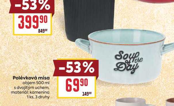 Polévková mísa objem 500 ml s dvojitým uchem, materiál: kamenina 1 ks