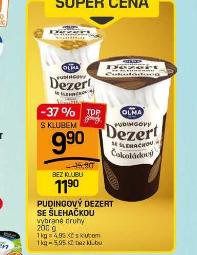 PUDINGOVÝ DEZERT SE ŠLEHAČKOU vybrané druhy 200 g 