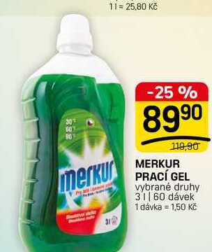 MERKUR PRACÍ GEL vybrané druhy 3l