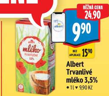 Albert Trvanlivé mléko 3,5%, 1 l