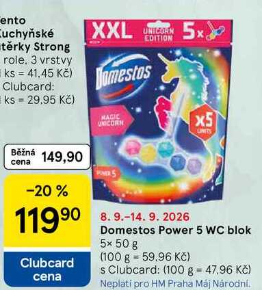 Domestos Power 5 WC blok, 5x 50 g