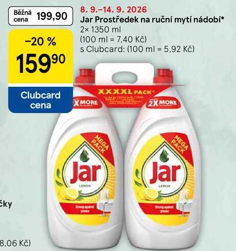 Jar Prostředek na ruční mytí nádobí, 2x 1350 ml