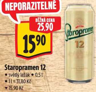 Staropramen 12, 0,5 l v akci