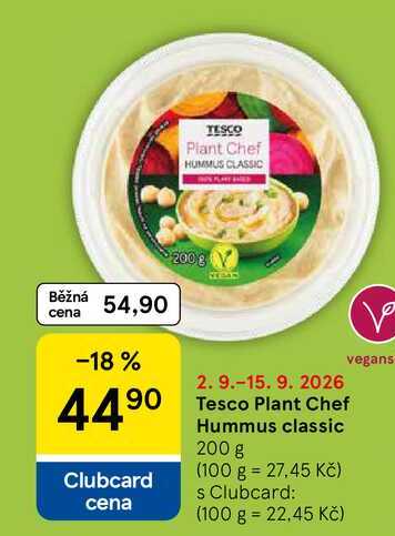 Tesco Plant Chef Hummus classic, 200 g