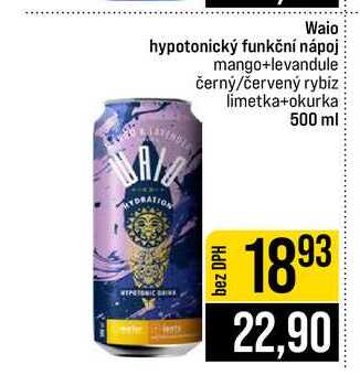 Waio hypotonický funkční nápoj mango+levandule černý červený rybiz limetka+okurka 500 ml