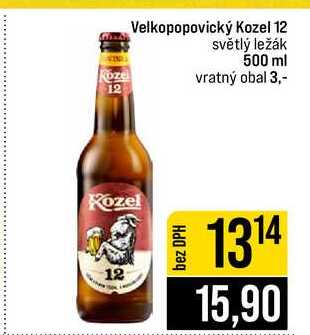Velkopopovický Kozel 12 světlý ležák 500 ml