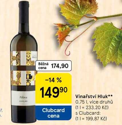 Vinařství Hluk, 0.75 l, více druhů