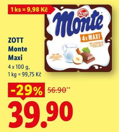 ZOTT Monte Maxi, 4 x 100 g