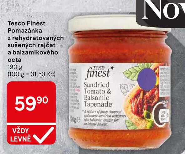 Tesco Finest Pomazánka z rehydratovaných sušených rajčat a balzamikového octa, 190 g