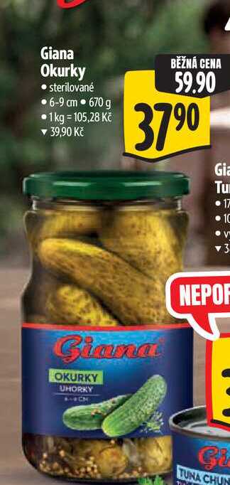 Giana Okurky sterilované 6-9 cm 670 g