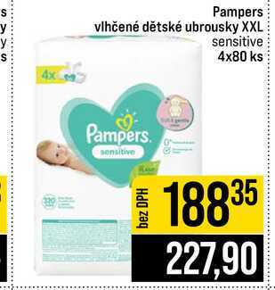 Pampers vlhčené dětské ubrousky XXL sensitive 4x80 ks