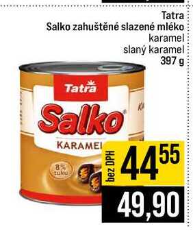 Tatra Salko zahuštěné slazené mléko karamel slaný karamel 397 g