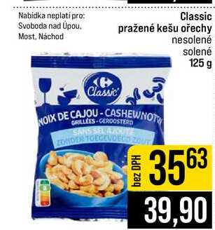 Classic pražené kešu ořechy nesolené solené 125 g 