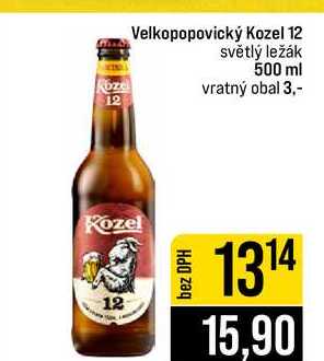 Velkopopovický Kozel 12 světlý ležák 500 ml