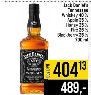 Jack Daniel's Tennessee Whiskey 40% Apple 35% Honey 35% Fire 35% Blackberry 35% 700 ml