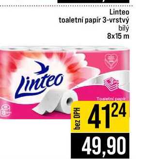 Linteo toaletní papír 3-vrstvý bily 8x15 m
