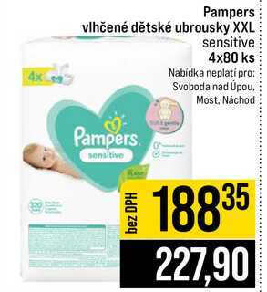 Pampers vlhčené dětské ubrousky XXL sensitive 4x80 ks