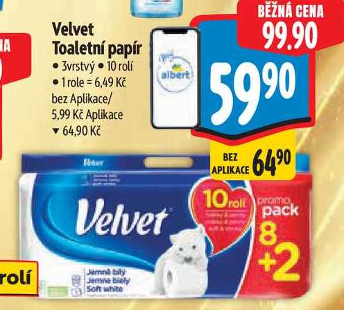Velvet Toaletní papír, 10 rolí