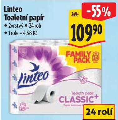 Linteo Toaletní papír, 24 rolí 