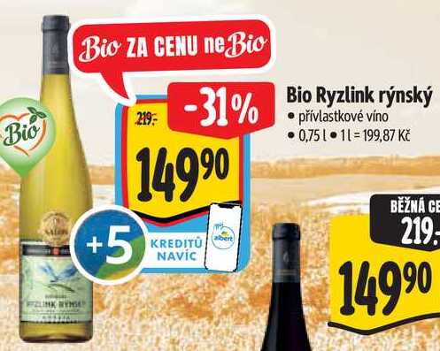 Bio Ryzlink rýnský, 0,75 l