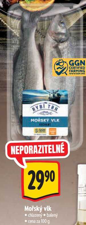 Mořský vlk, cena za 100 g