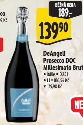 DeAngeli Prosecco DOC Millesimato Brut, 0,75 l