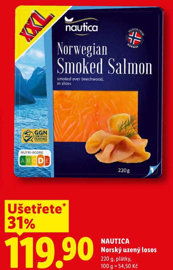 NAUTICA Norský uzený losos, 220 g