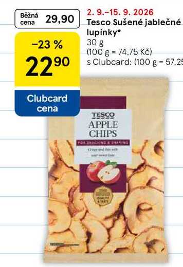 Tesco Sušené jablečné lupínky, 30 g 