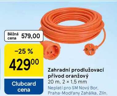 Zahradní prodlužovací přívod oranžový, 20 m. 2 x 1,5 mm  
