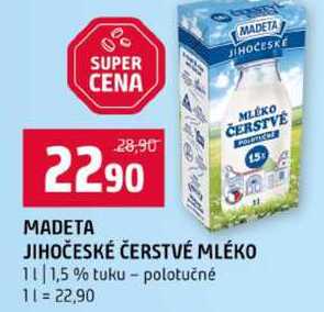MADETA JIHOČESKÉ ČERSTVÉ MLÉKO 1l 1,5% tuku polotučné
